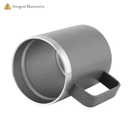 Caneca Térmica 400ml Parede Dupla com Tampa de Bambu Preta