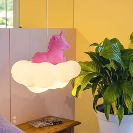 Luminária Pendente Infantil Nuvem Unicórnio Bivolt Decoração Quarto