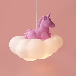 Luminária Pendente Infantil Nuvem Unicórnio Bivolt Decoração Quarto