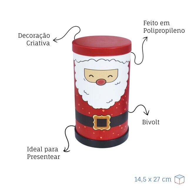 Luminária Papai Noel Natal Bivolt Decoração Natalina