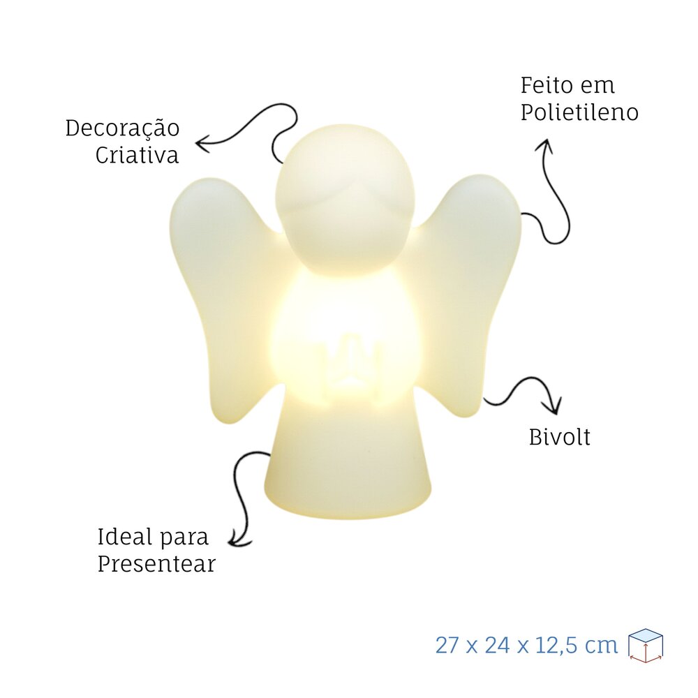 Luminária Abajur Anjinho Polietileno Bivolt Decoração Quarto