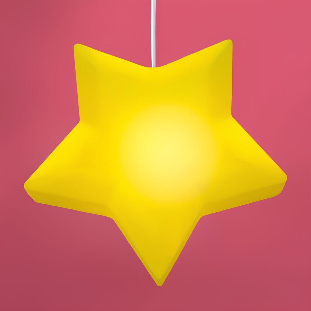 Luminária Pendente Estrela Infantil Amarela Bivolt Decoração Quarto