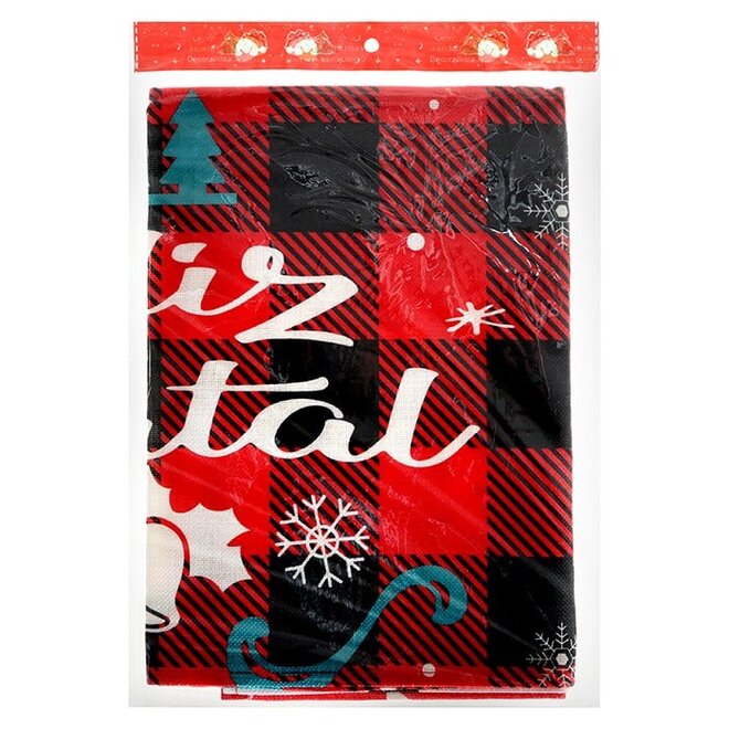 Caminho de Mesa Natalino Xadrez Vermelho 1,8m x 33cm Decorativo