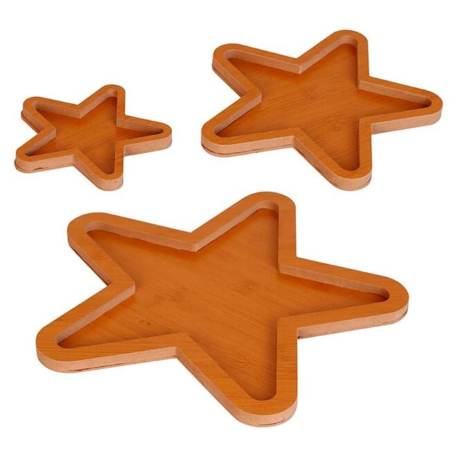 Kit 3 Petisqueiras em MDF Estrela Natalina Madeira Decoração Ceia