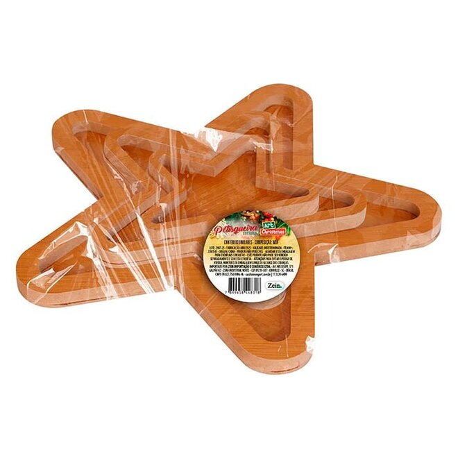 Kit 3 Petisqueiras em MDF Estrela Natalina Madeira Decoração Ceia