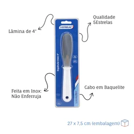 Espátula Manteiga com Serra Inox 4" Linha Pro Cabo Branco