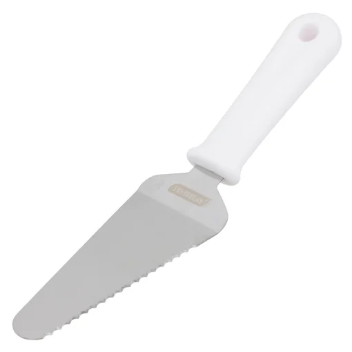Espátula para Bolo Inox com Serra Profissional 27x6cm Cabo Branco