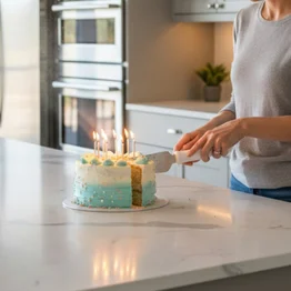 Espátula para Bolo Inox com Serra Profissional 27x6cm Cabo Branco