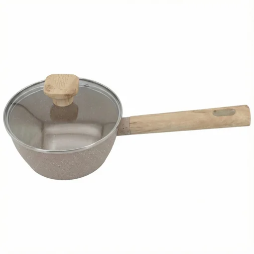 Panela Indução Antiaderente Linha Marble 16cm Cabo de Madeira
