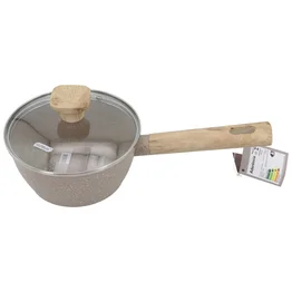 Panela Indução Antiaderente Linha Marble 16cm Cabo de Madeira