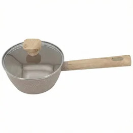 Panela Indução Antiaderente Linha Marble 16cm Cabo de Madeira