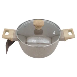 Panela Caçarola Indução Antiaderente Marble 20cm Cabo de Madeira