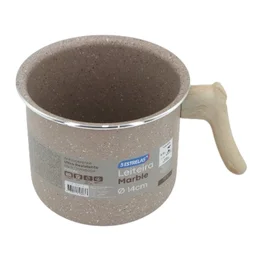 Caneco Leiteira Indução Antiaderente Marble Ø14cm Cabo de Madeira