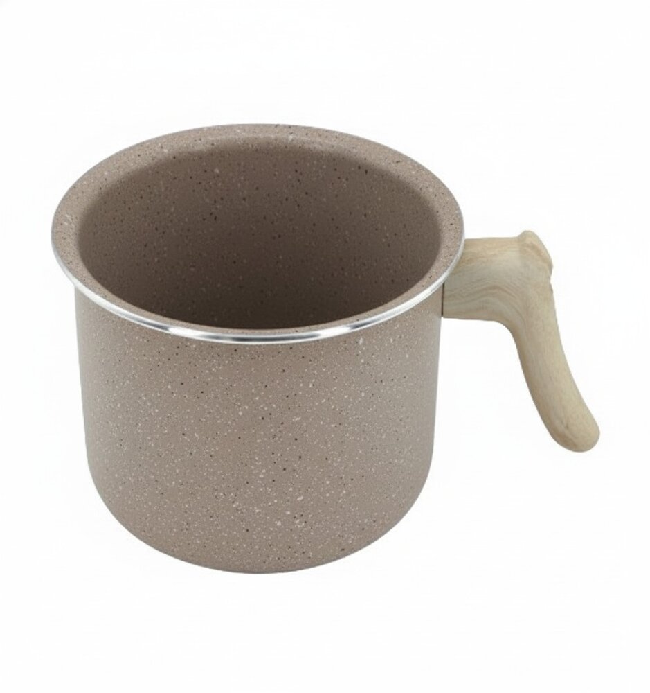 Caneco Leiteira Indução Antiaderente Marble Ø14cm Cabo de Madeira