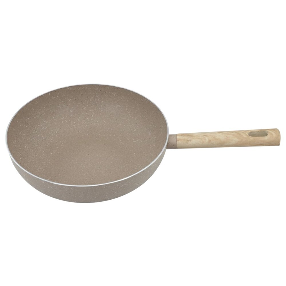 Frigideira Wok Antiaderente Marble Indução Ø28cm Cabo de Madeira