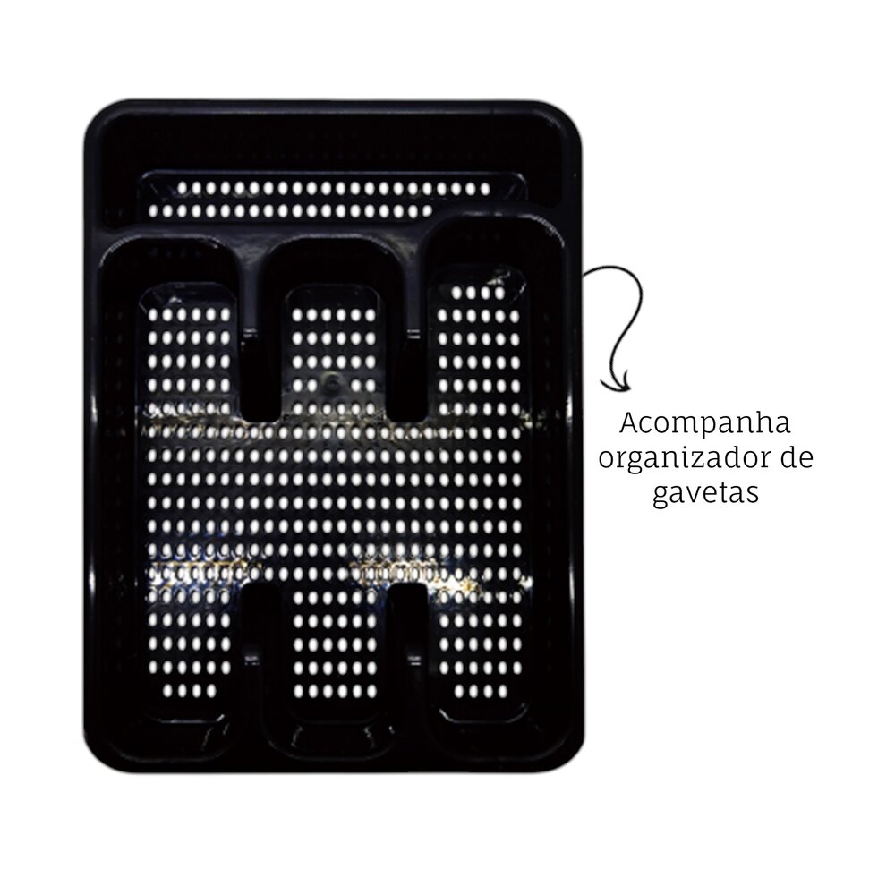 Jogo de Talheres 25 Peças Cabene com Suporte de Gaveta Preto