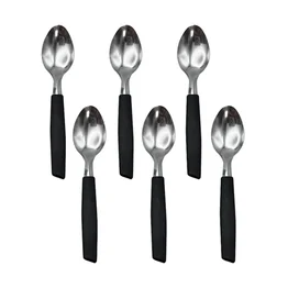 Kit 6 Peças Colher de Chá/Sobremesa Cabene Cabo Plástico Preto