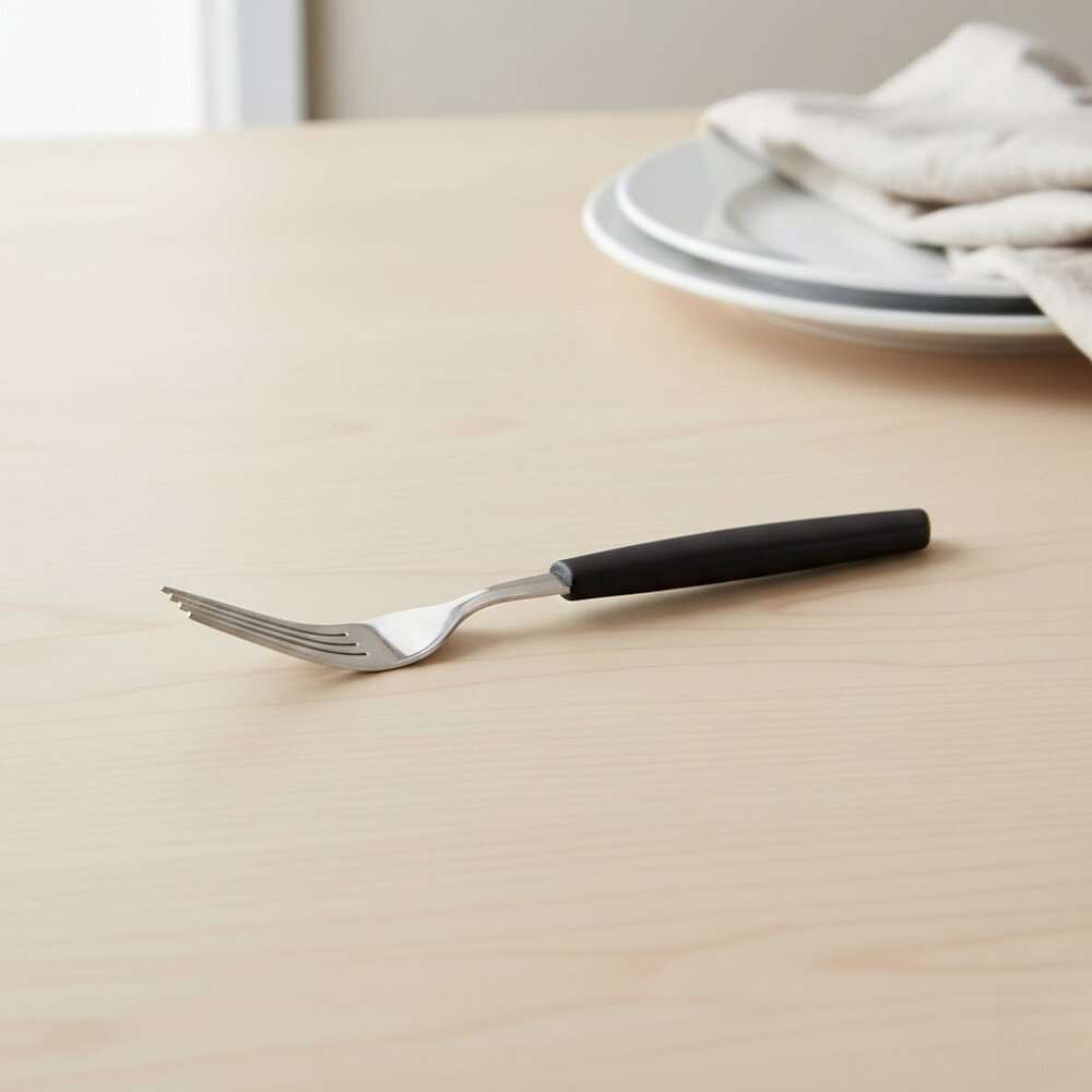 Kit 6 Peças Garfo de Mesa Cabene Cabo Plástico Preto