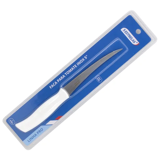 Faca para Tomate Profissional Inox 5" Linha Pro Cabo Branco