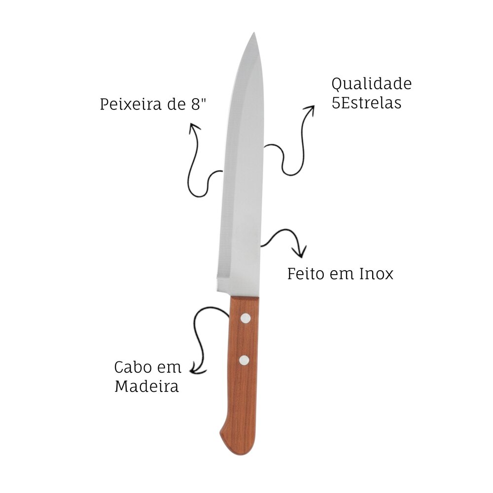 Faca Peixeira Inox 8