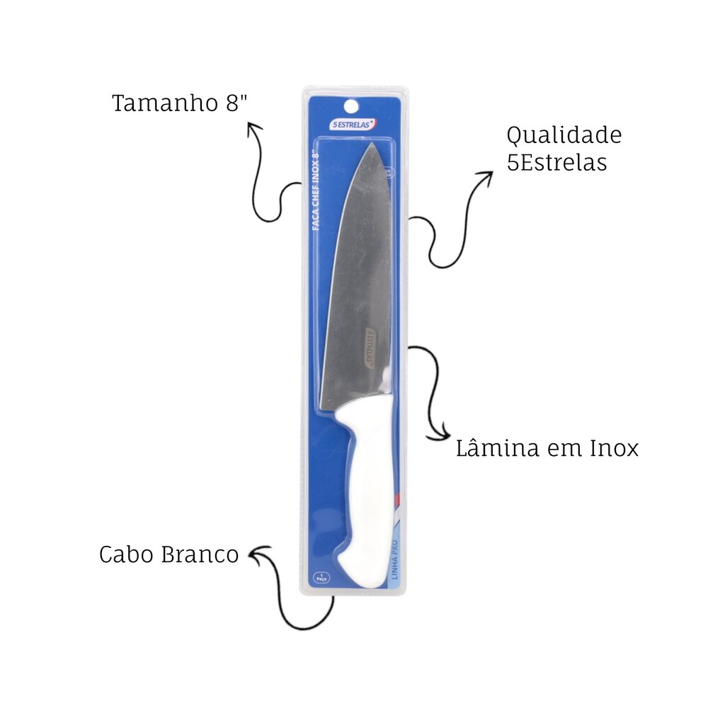 Faca Chef Profissional Inox 8