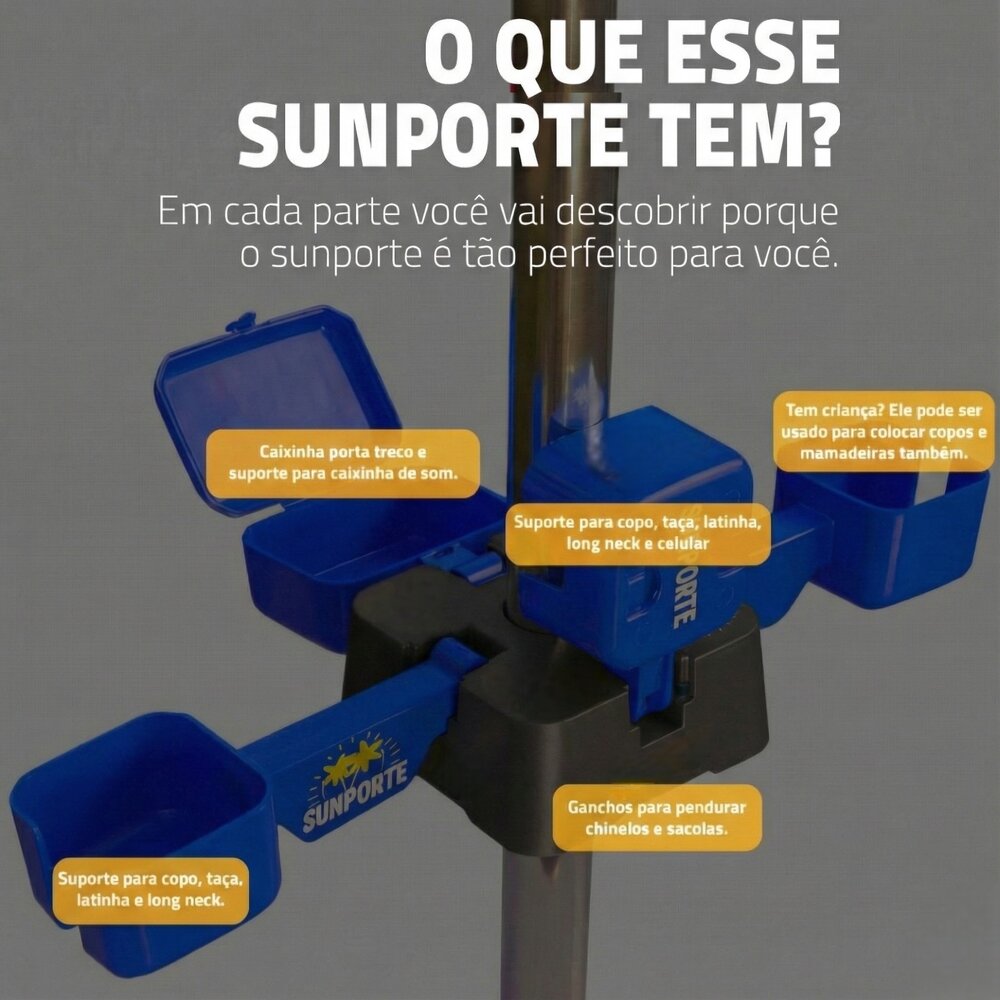 Organizador Sunporte Gancho para Guarda-Sol Suporte de Copos Taças Óculos Jóias