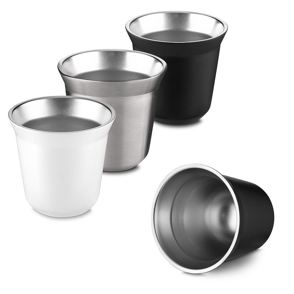 Copo Térmico Café Expresso 40ml Aço Inox Parede Dupla Preto