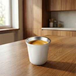 Copo Térmico Café Expresso 40ml Aço Inox Parede Dupla Branco