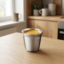 Copo Térmico Café Expresso 40ml Aço Inox Parede Dupla Prata