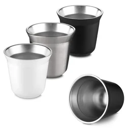 Copo Térmico Café Expresso 40ml Aço Inox Parede Dupla Prata