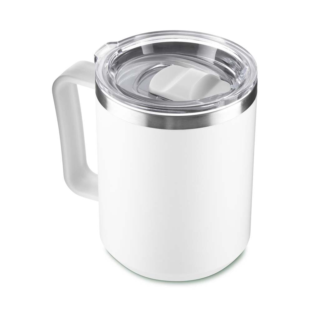 Caneca Térmica Café 450ml com Tampa Aço Inox Parede Dupla Branca