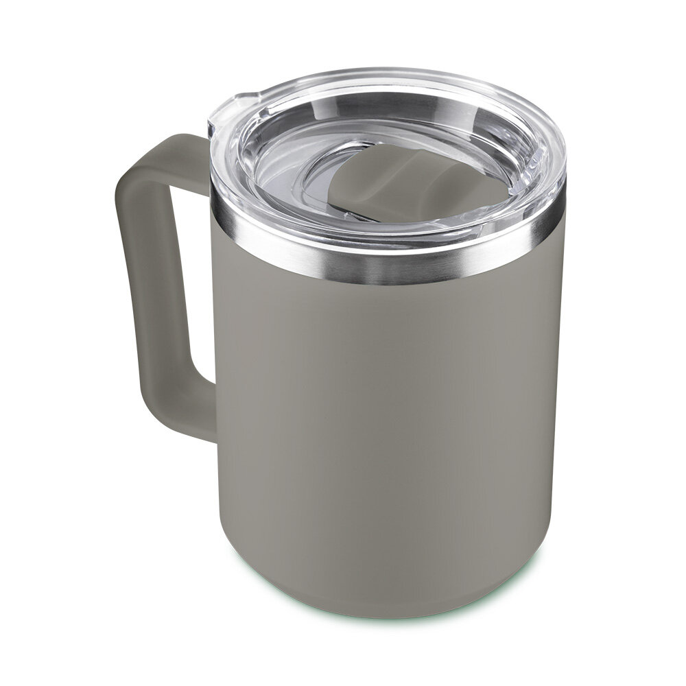 Caneca Térmica Café 450ml com Tampa Aço Inox Parede Dupla Cinza