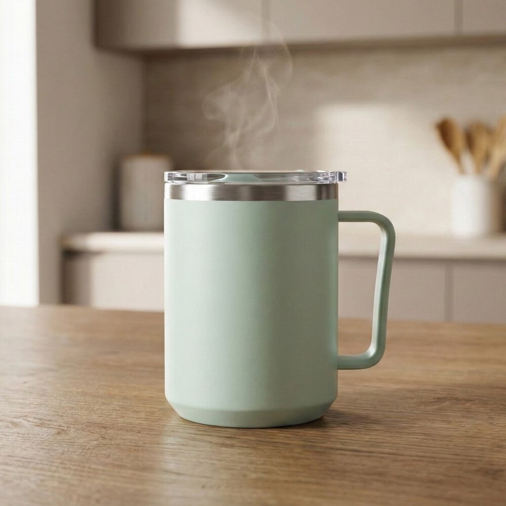 Caneca Térmica Café 450ml com Tampa Aço Inox Parede Dupla Verde