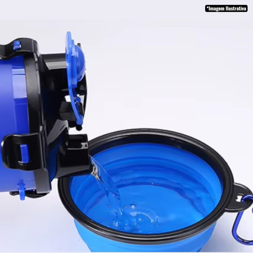 Garrafa Dupla Porta Ração e Água Pets com Pote Retrátil Branca