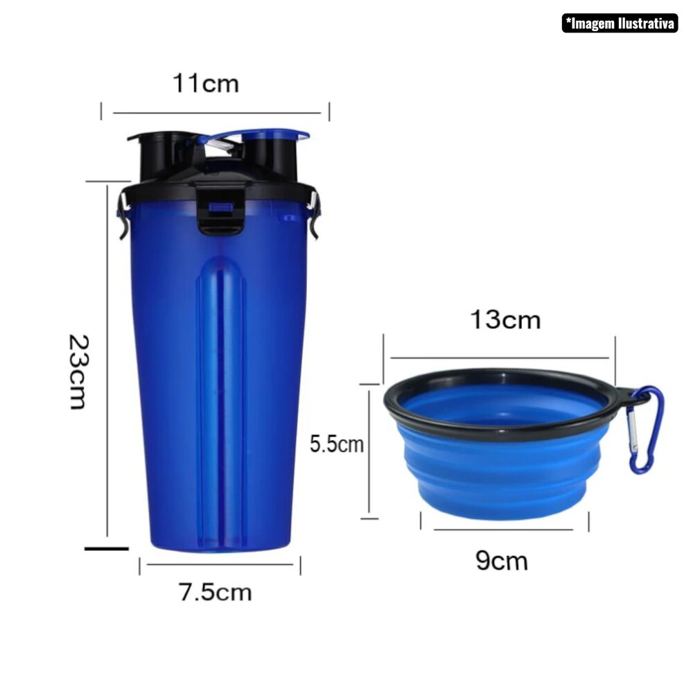 Garrafa Dupla Porta Ração e Água Pets com Pote Retrátil Branca