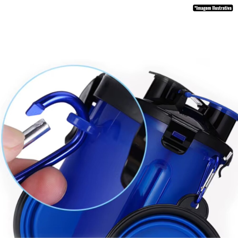 Garrafa Dupla Porta Ração e Água Pets com Pote Retrátil Branca