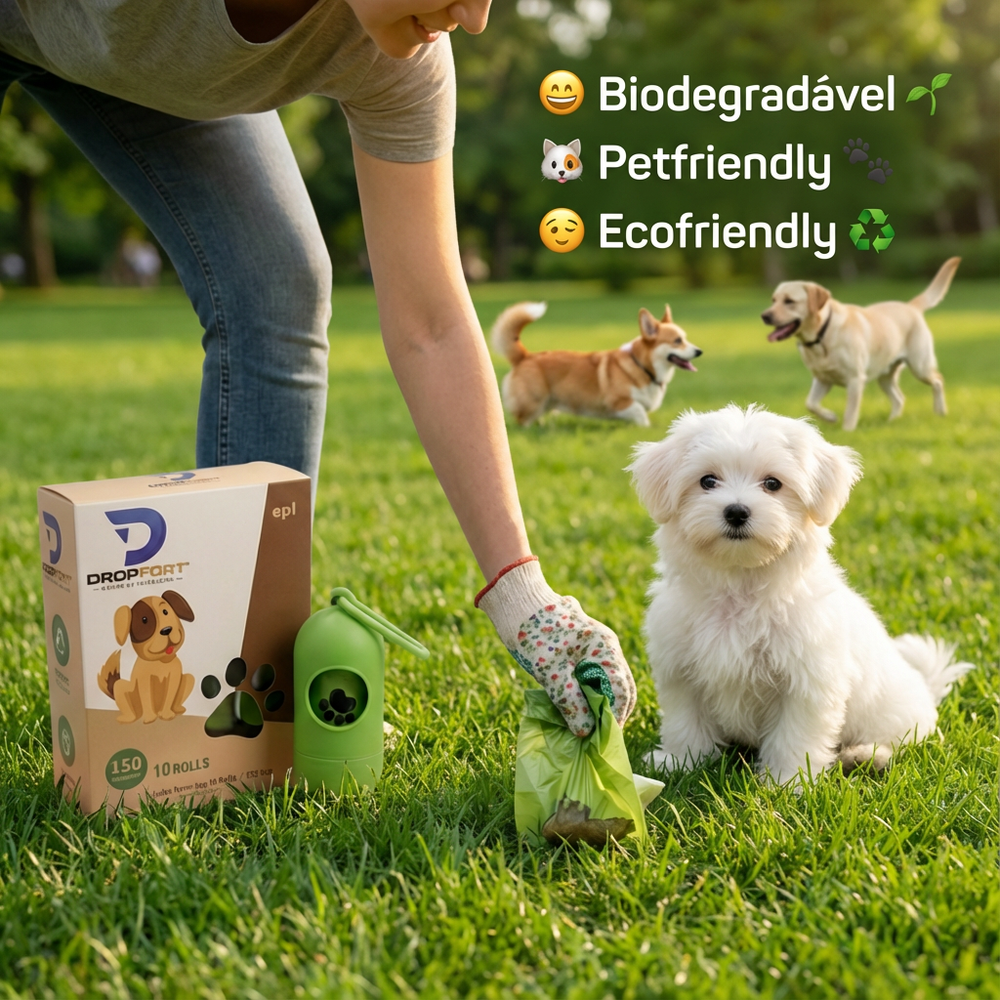 Cata Caca Pet com 10 Rolos e Suporte Verde Saquinhos