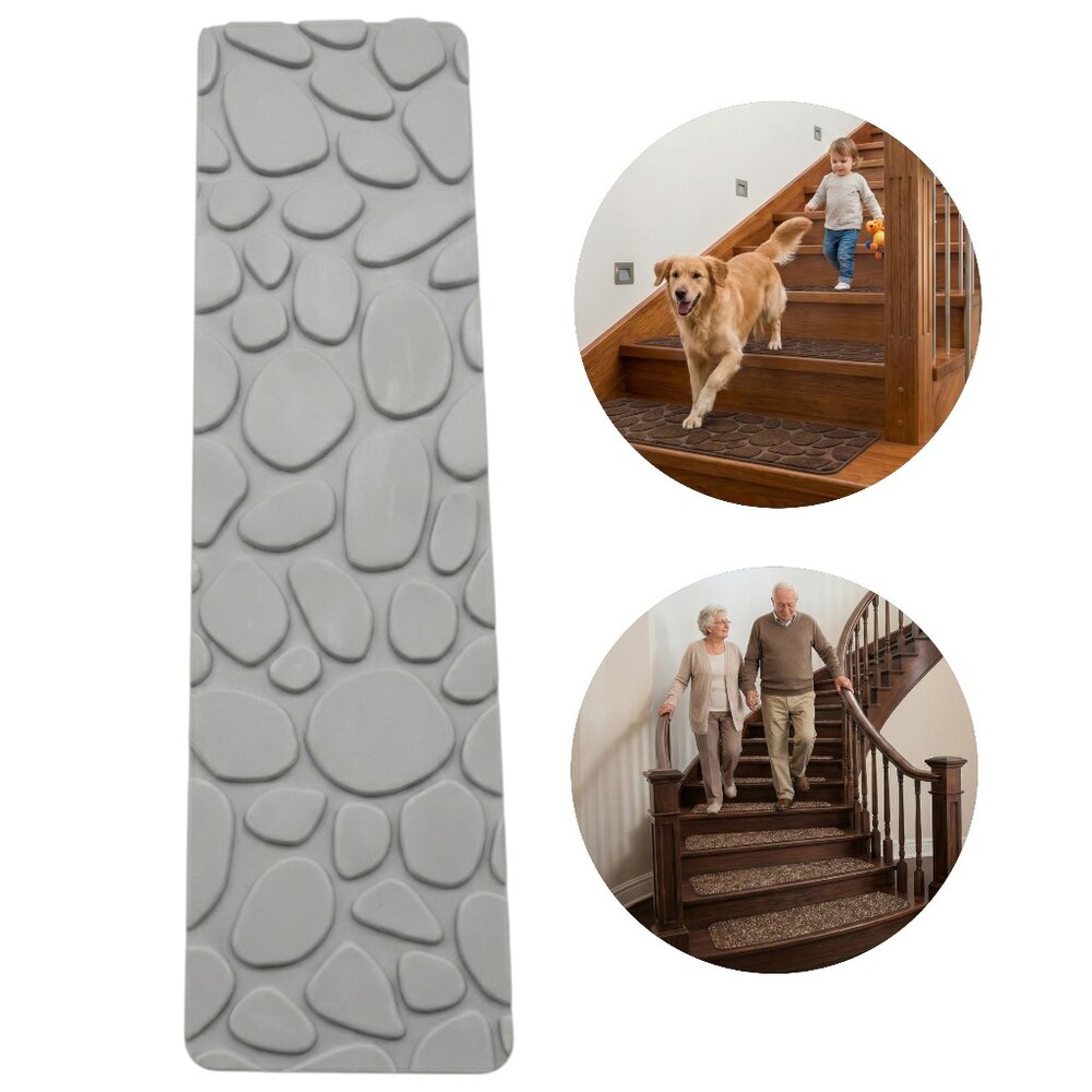 Tapete Antiderrapante Antiquedas Escadas Pets 20x76cm Cinza