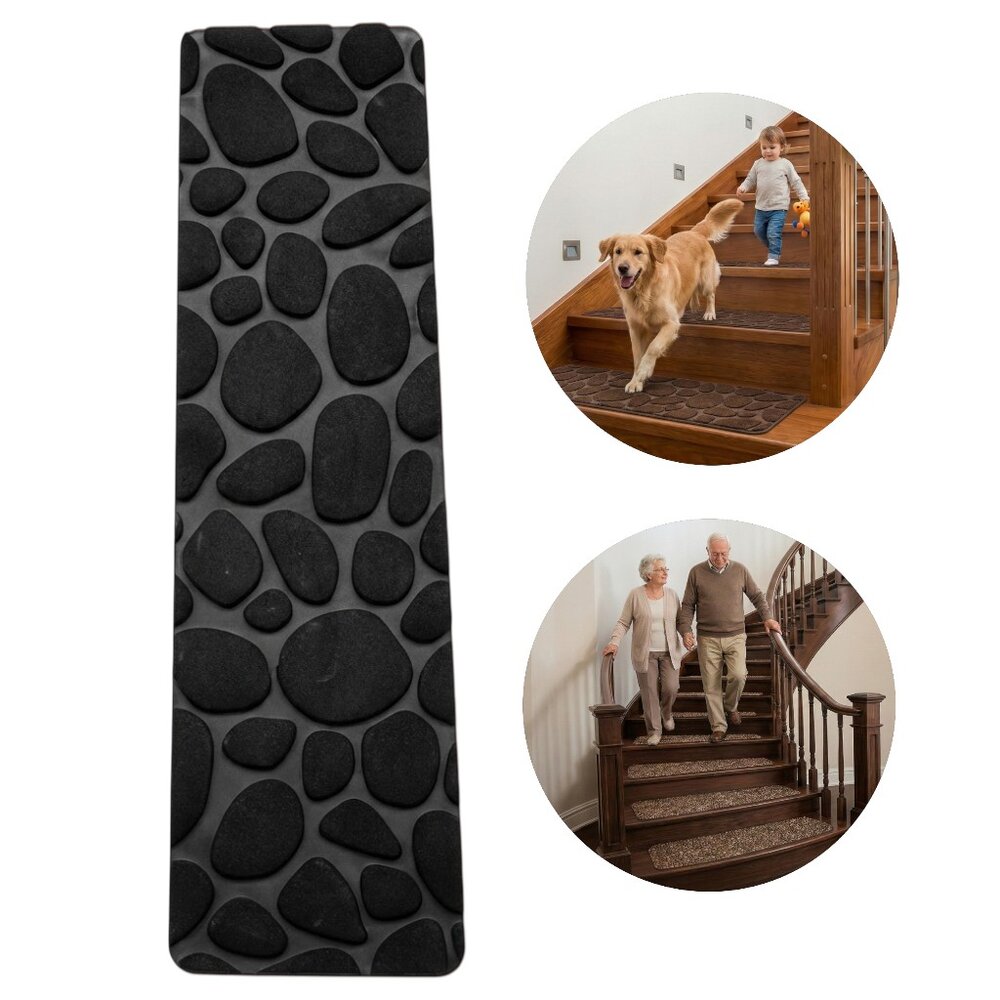 Tapete Antiderrapante Antiquedas Escadas Pets 20x76cm Preto