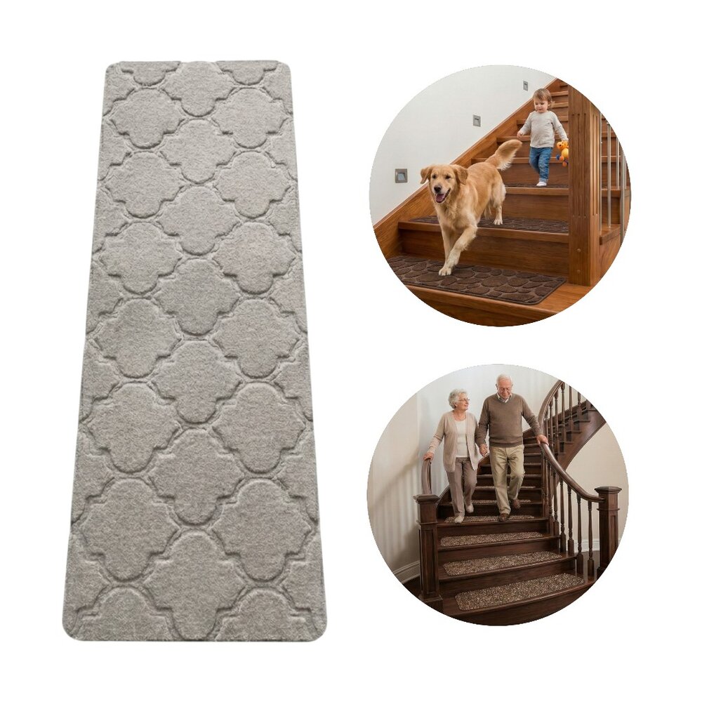 Tapete Antiderrapante Antiquedas Escadas Pets Cinza 20x76cm