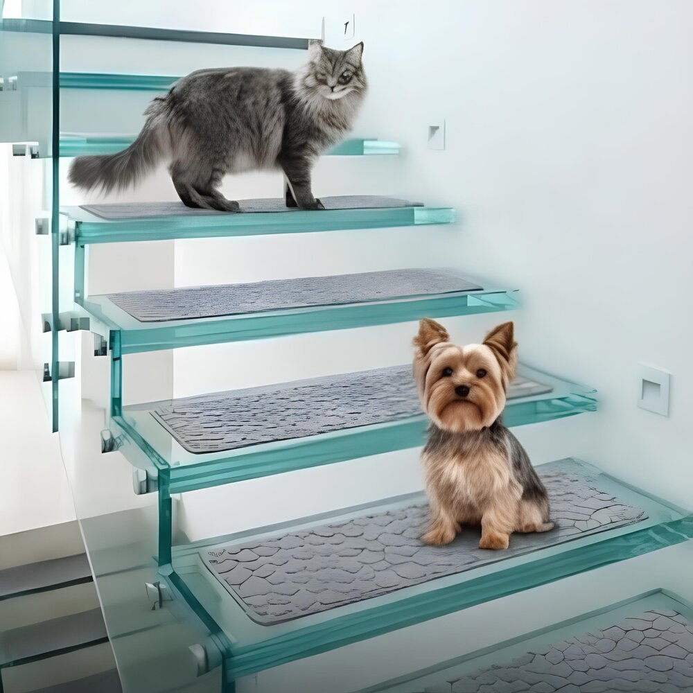 Tapete Antiderrapante Antiquedas Escadas Pets Cinza 20x76cm