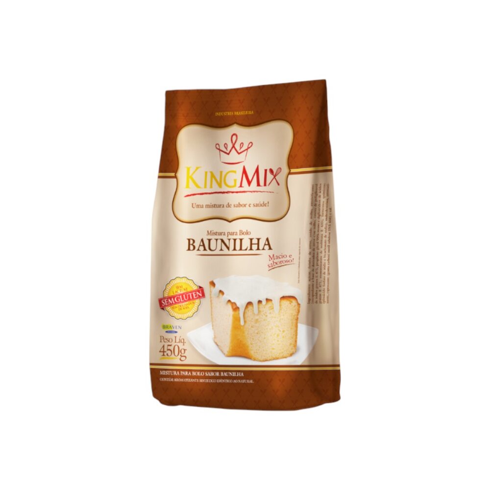 Mistura para Bolo Baunilha King Mix 450g Sem Glúten Sem Lactose