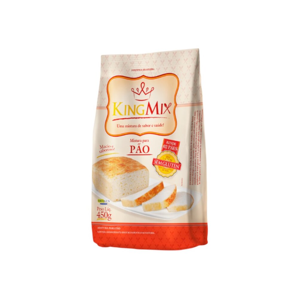 Mistura em Pó para Pão Sem Glúten e Sem Lactose King Mix 450g