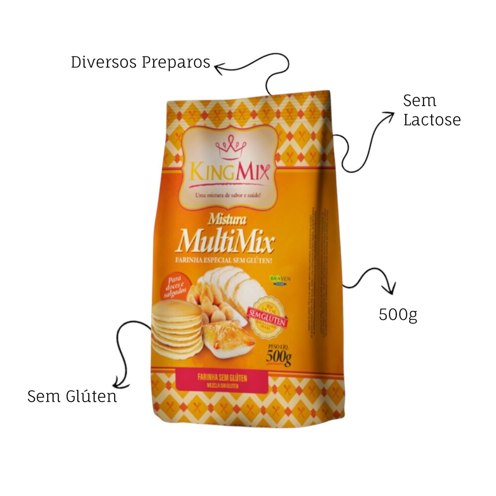 Farinha Especial Multimix King Mix 500g Sem Glúten e Sem Lactose