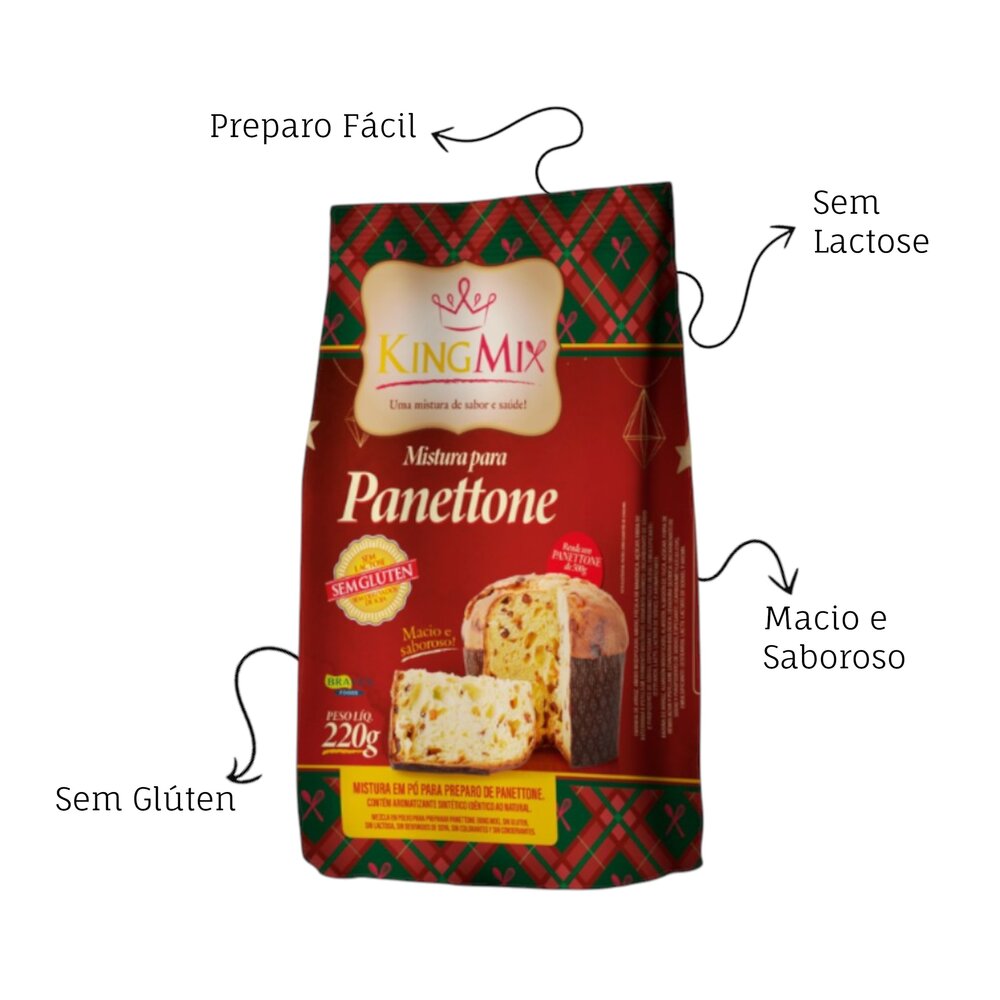 Mistura em Pó para Panettone King Mix 220g com Forminha