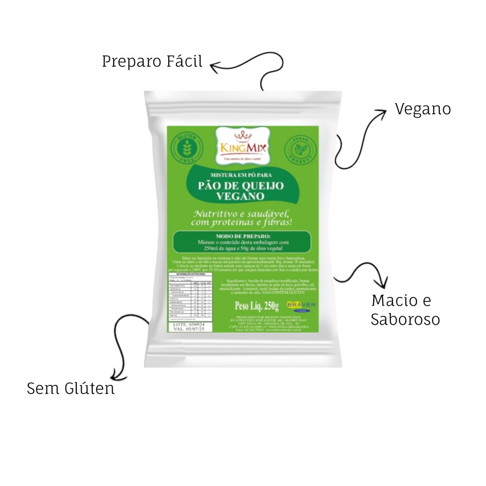 Mistura para Pão de Queijo Vegano King Mix 250g Sem Glúten