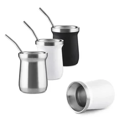 Kit Tereré Cuia Térmica Branca 250ml e Bomba Inox Mantém Gelado