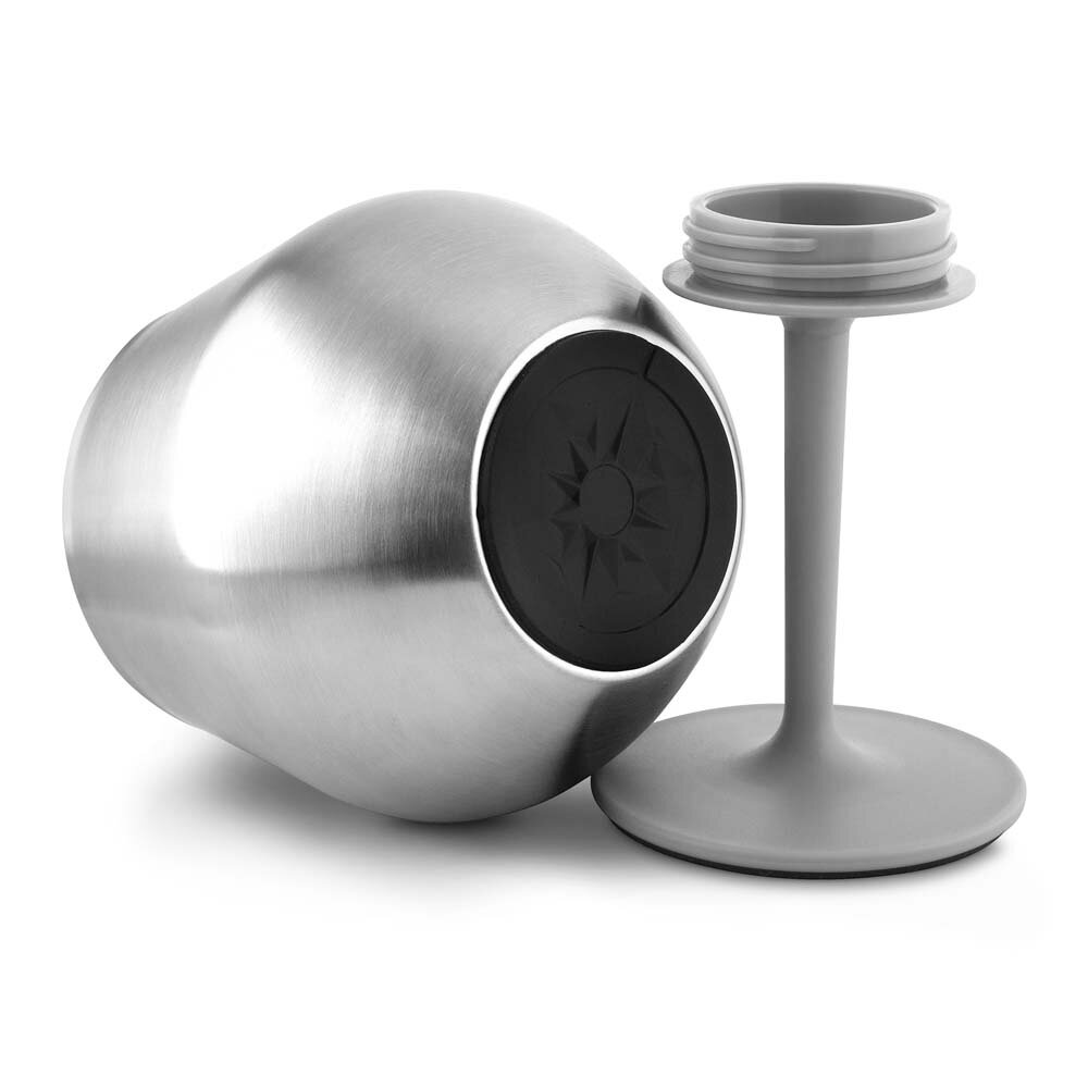 Taça Térmica Inox 350ml com Haste Removível Vira Copo Prata