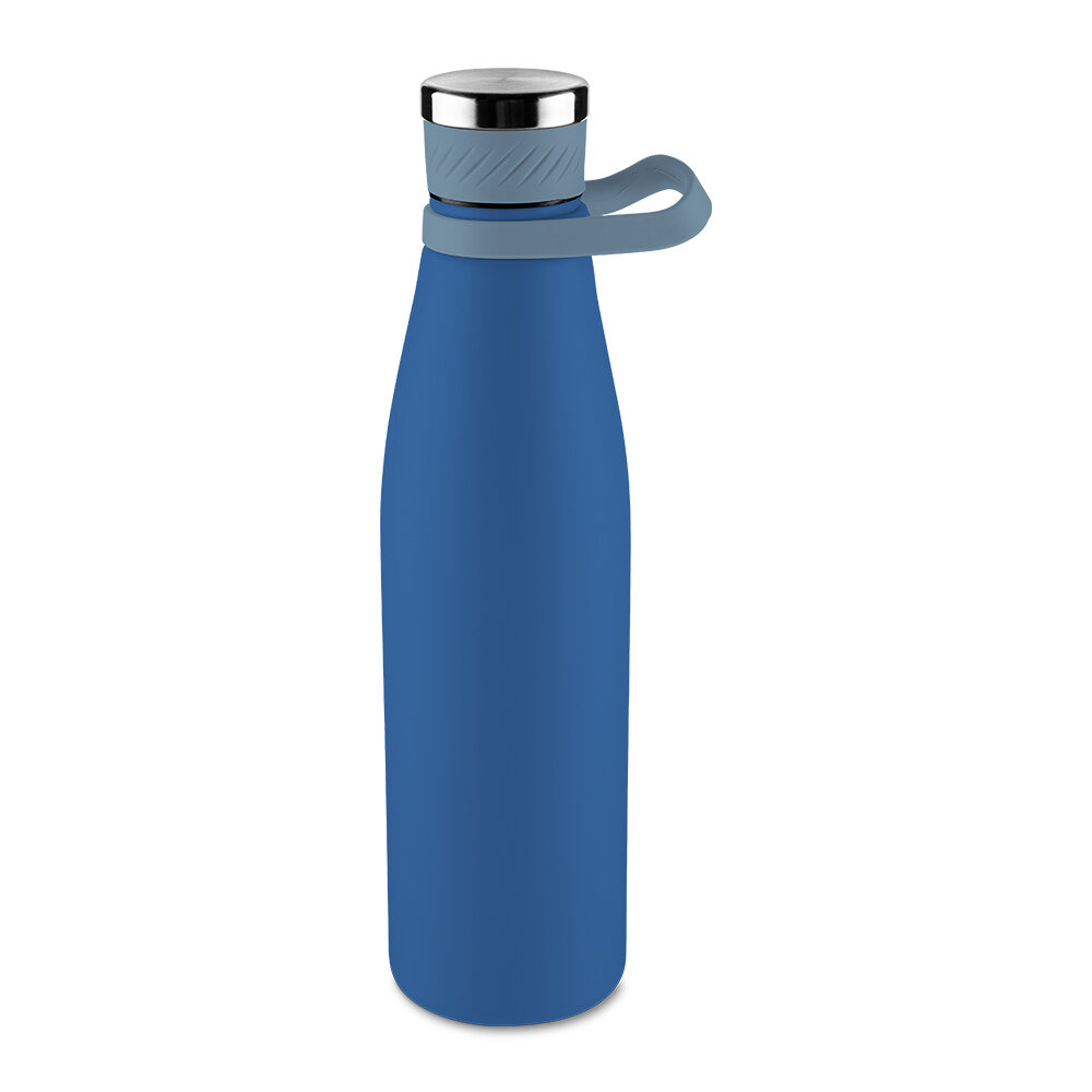 Garrafa Térmica Inox 750ml Parede Dupla Alça Silicone Azul