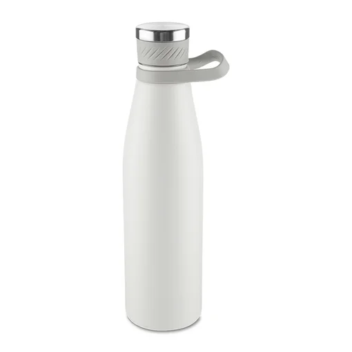 Garrafa Térmica Inox 750ml Parede Dupla Alça Silicone Cinza